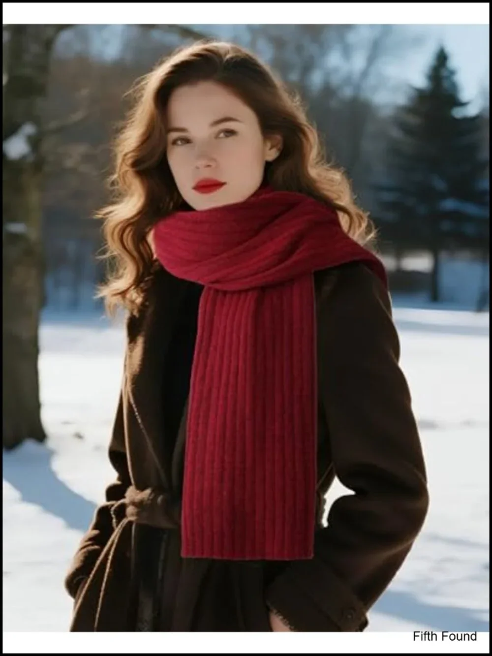 Polyester Blend Winter Scarf Women Cozy Warm Knit Cold Weather Scarf